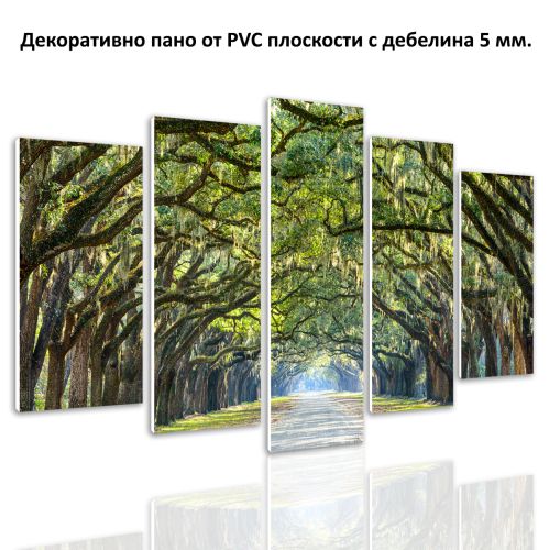 0666 Wall art decoration (set of 5 pieces) Forest landscape in green