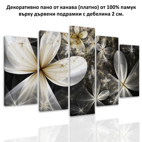 0629 Wall art decoration (set of 5 pieces) Abstract flowers