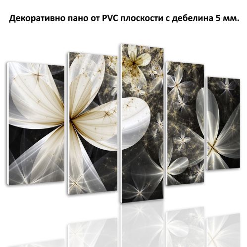 0629 Wall art decoration (set of 5 pieces) Abstract flowers