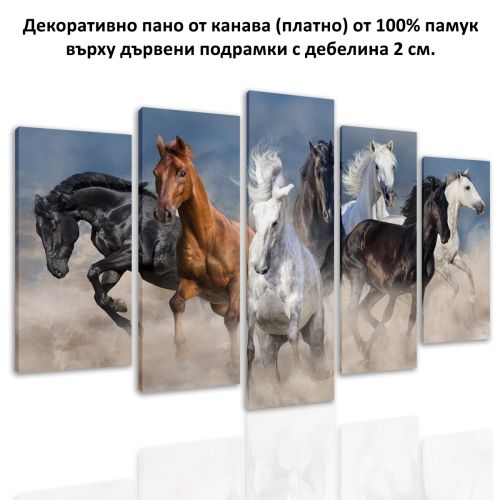 0617 Wall art decoration (set of 5 pieces) Wild horses