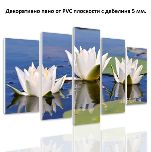 0597 Wall art decoration (set of 5 pieces) Water lillies