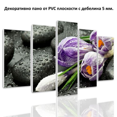 0590 Wall art decoration (set of 5 pieces) Zen composition with crocuses