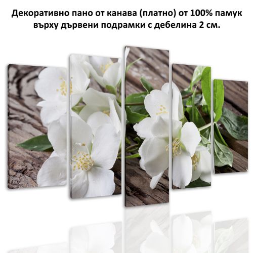 0589 Wall art decoration (set of 5 pieces) Jasmine flowers