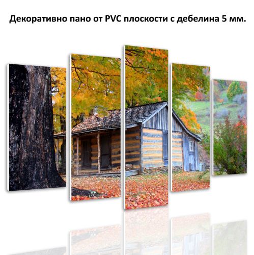 0566 Wall art decoration (set of 5 pieces) house in the woods