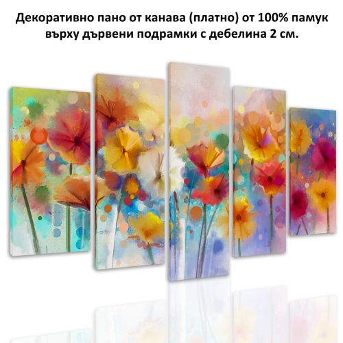 0550 Wall art decoration (set of 5 pieces) Abstract flowers