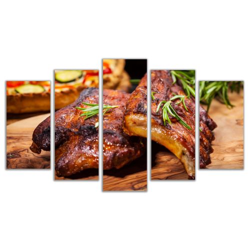 0490 Wall art decoration (set of 5 pieces) BBQ spare ribs