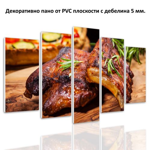 0490 Wall art decoration (set of 5 pieces) BBQ spare ribs