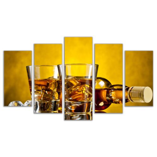 0482 Wall art decoration (set of 5 pieces) Whisky with ice