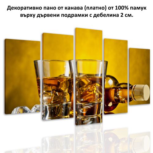 0482 Wall art decoration (set of 5 pieces) Whisky with ice