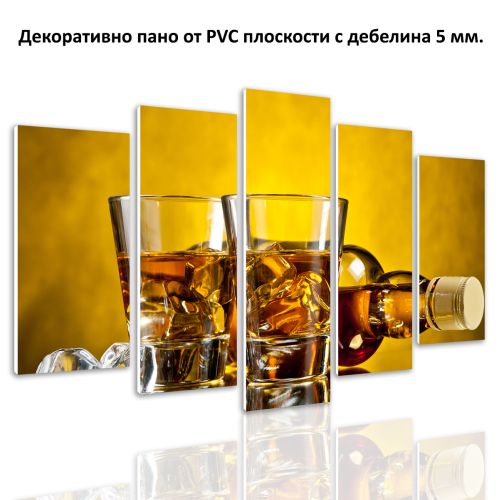 0482 Wall art decoration (set of 5 pieces) Whisky with ice