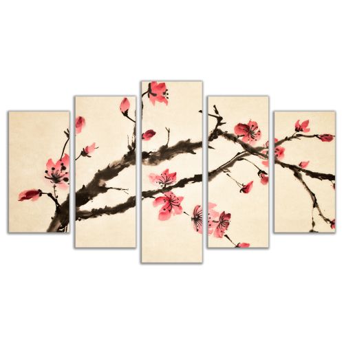 0462 Wall art decoration (set of 5 pieces) Blooming brunch