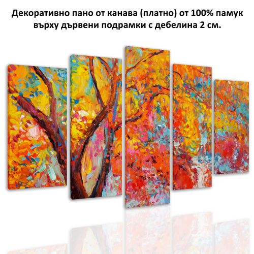 0460 Wall art decoration (set of 5 pieces) Colorful tree