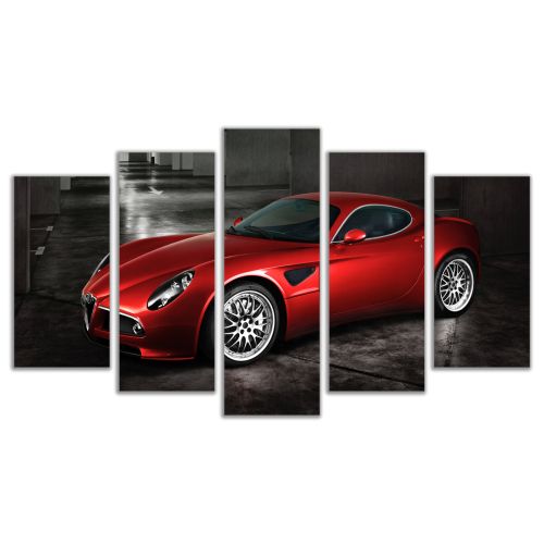 0446 Wall art decoration (set of 5 pieces) Red car