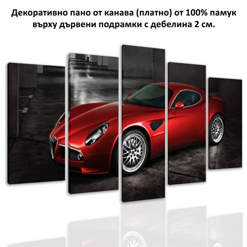 0446 Wall art decoration (set of 5 pieces) Red car