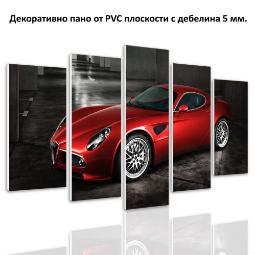 0446 Wall art decoration (set of 5 pieces) Red car