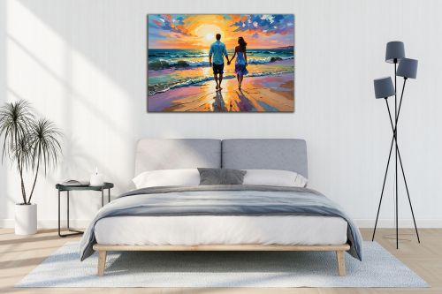 1045 Wall art decoration Man and woman in love on the beach - Abstraction