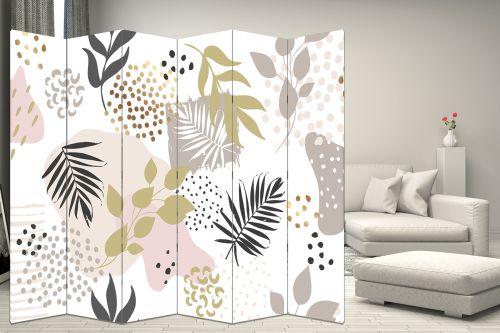 P9291 Decorative Screen Room divider Abstraction with leaves (3,4,5 or 6 panels)