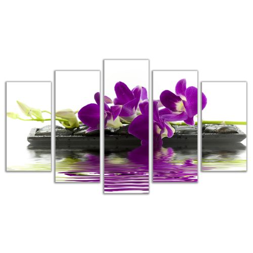 0047 Wall art decoration (set of 5 pieces) Purple orchid