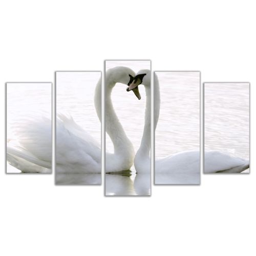 0097 Wall art decoration (set of 5 pieces) Swans in love