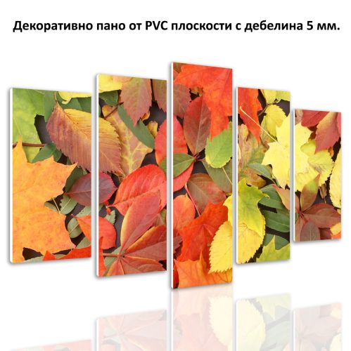 0114 Wall art decoration (set of 5 pieces) Autumn leaves