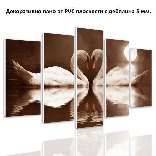 0118  Wall art decoration (set of 5 pieces) Swans