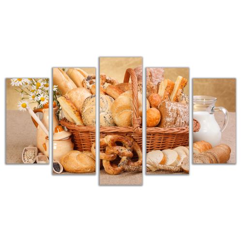 0148  Wall art decoration (set of 5 pieces) Bread products