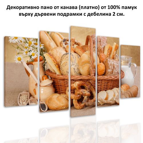 0148  Wall art decoration (set of 5 pieces) Bread products