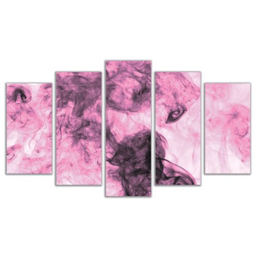 0278 Abstract wall art decoration (set of 5 pieces) Pink smoke