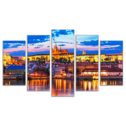 0386 Wall art decoration (set of 5 pieces) Prague cityscape