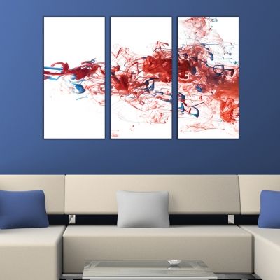 0269 AbstractWall art decoration (set of 3 pieces) White, red and blue