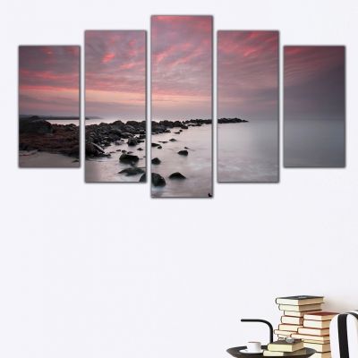 0306 Wall art decoration (set of 5 pieces)  Sea sunset