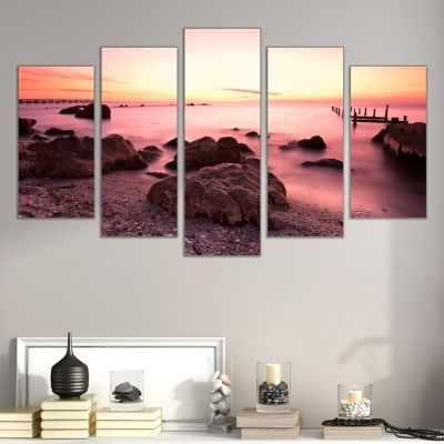 Modern canvas art Pink Sunset over the beach