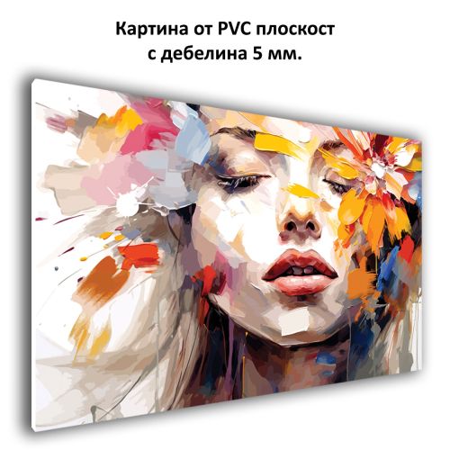 1082 Картина Абстракция - портрет на жена с цветя от PVC