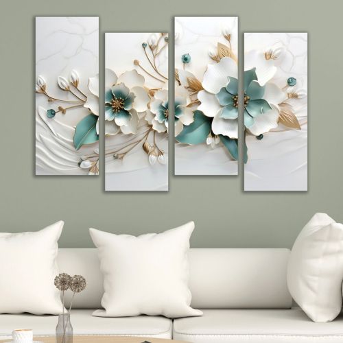 1104  Wall art decoration (set of 4 pieces) The dance of delicate flowers