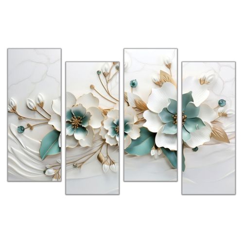 Картина пано от 4 части Танцът на нежните цветя за стена 1104 