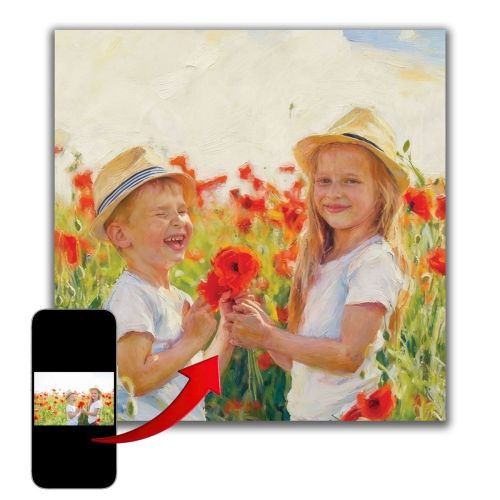 Детски маслен портрет от снимка 1115