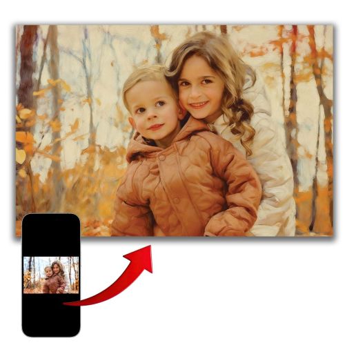 Семеен подарък - детски маслен портрет от снимка 1115