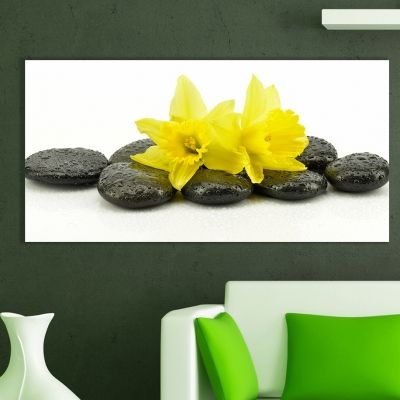 Zen wall decoration with yellow narcissus