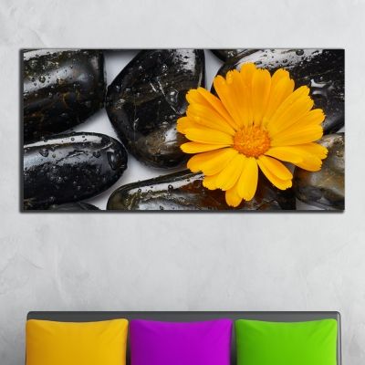 0352 Wall art decoration Spa stones with orange flower