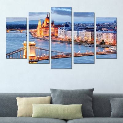 Canvas wall art set city landscape Budapest