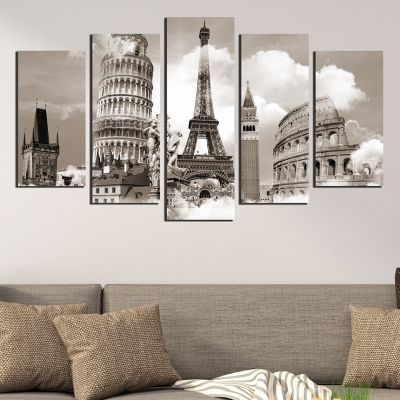 0368 Wall art decoration (set of 5 pieces) European symbols