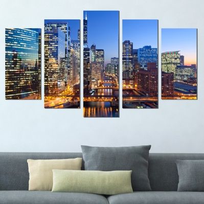 Canvas wall art Chicago night