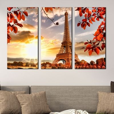 canvas art decoration Paris orange