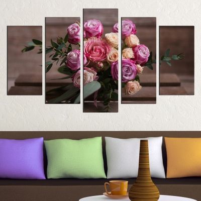 Canvas art set for decoration A bouquet of roses