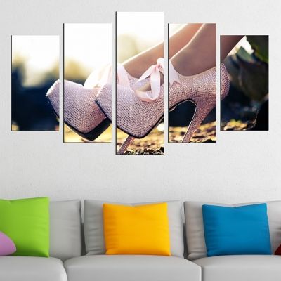 Canvas art set for decoration High heels shoes