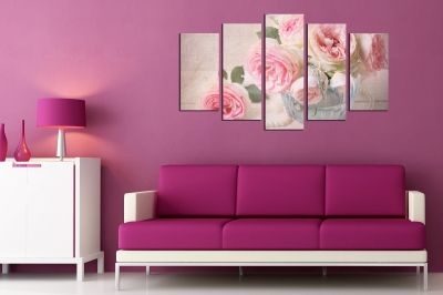 Zen canvas art with vintage roses