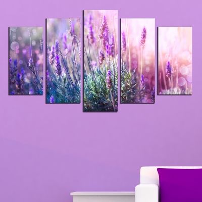 0443 Wall art decoration (set of 5 pieces) Levender