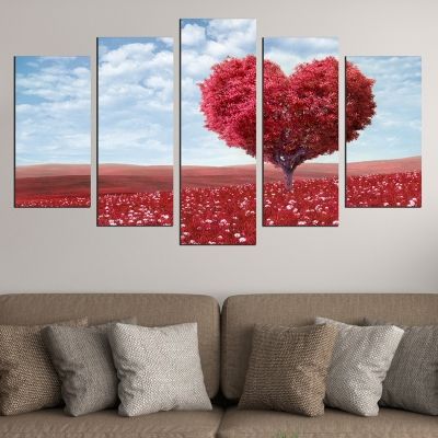 0450 Wall art decoration (set of 5 pieces) Love tree