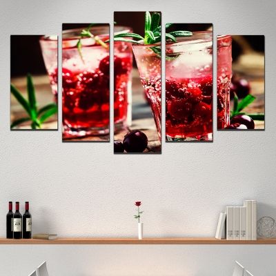 0463 Wall art decoration (set of 5 pieces) Fresh cocktails