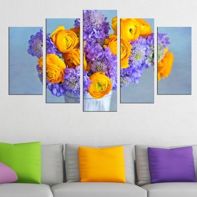 Canvas art set for home decoration colorful flowers